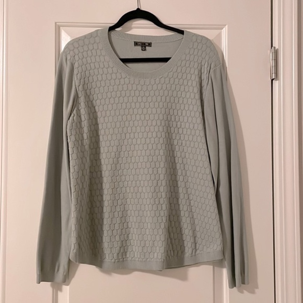 Lety & Me Light Green Elbow Patch Sweater